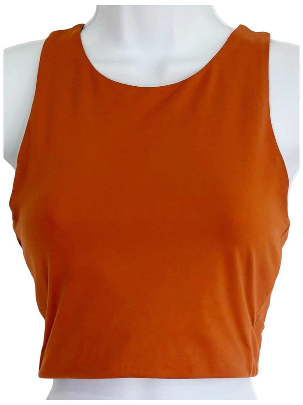 GIRLFRIEND COLLECTIVE Dylan Orange Built In Bra Crop Tank Top Small